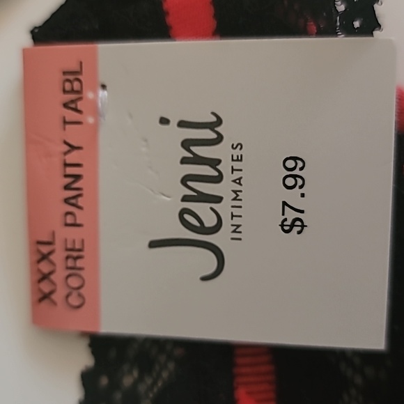 Jenni Intimates Lace Trim Panties Red and Black Buffalo Check Plaid Thong, XXL - Picture 3 of 10